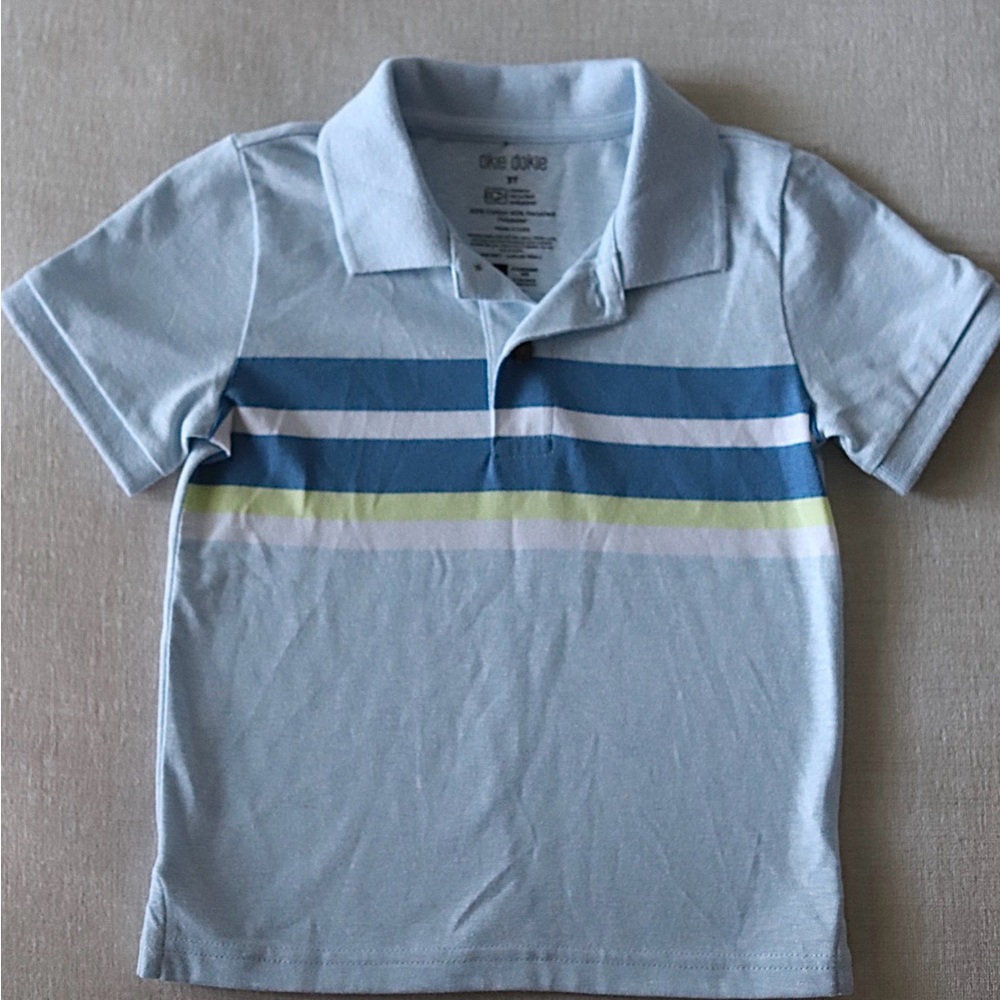 Okie Dokie Light Blue Polo with Stripes